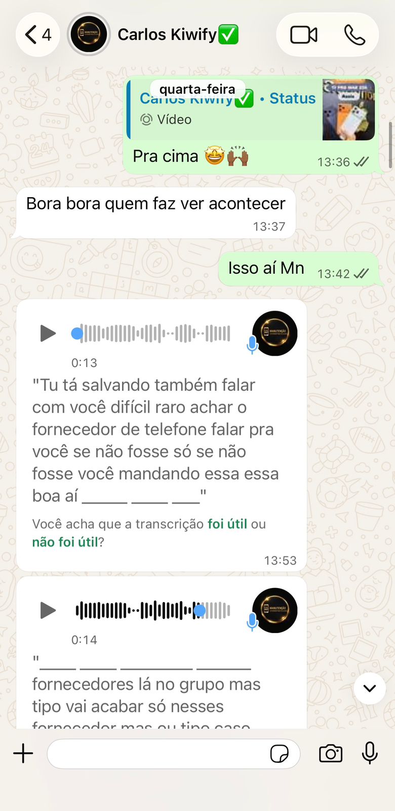 Print de aluno — feedback da mentoria